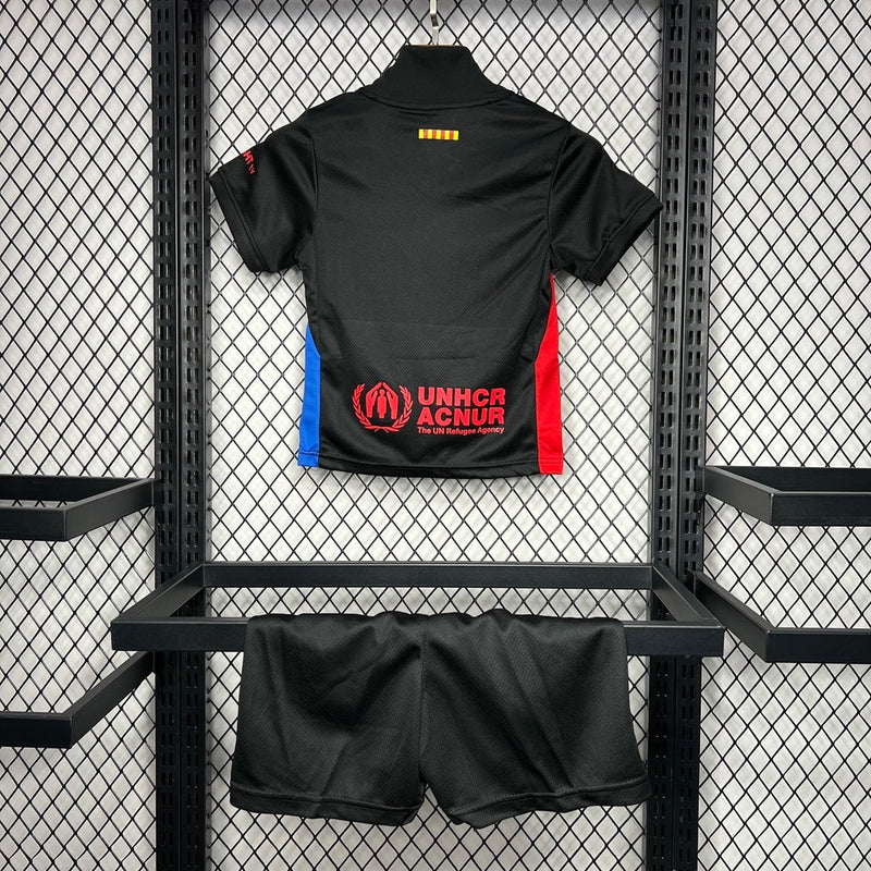 Conjunto Infantil Barcelona 24/25 Away Nike - Preto