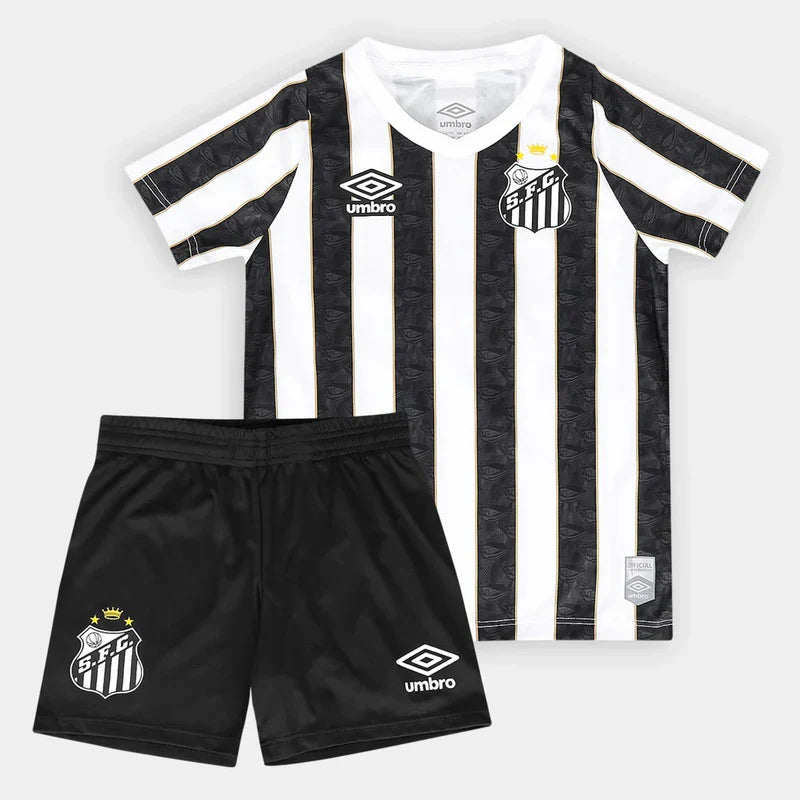 Kit Infantil Santos Away 24/25 - Umbro - Branco e Preto