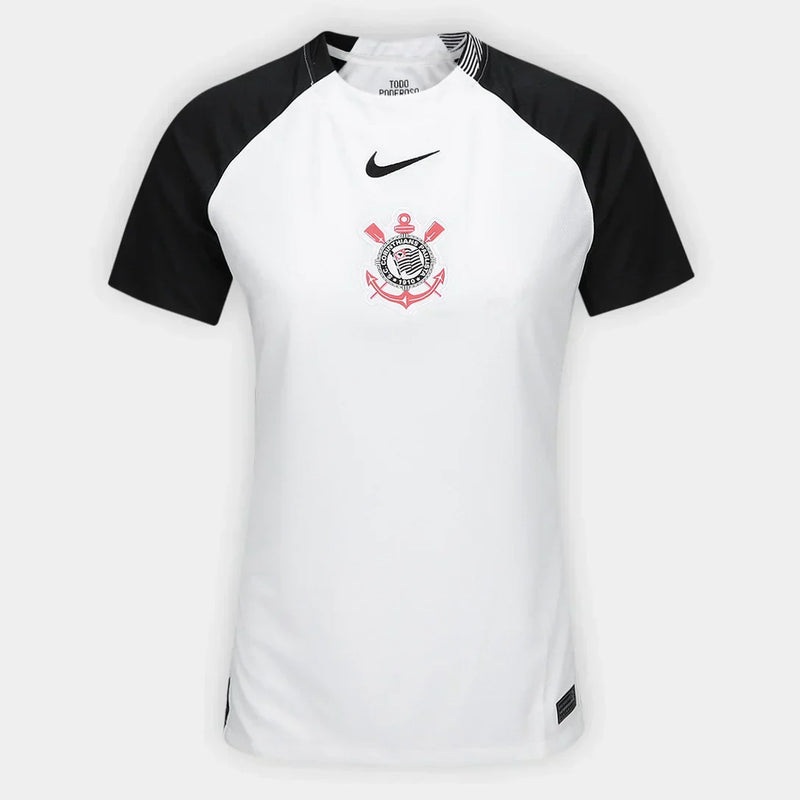 Camisa Corinthians Home 25/26 Nike Torcedor Feminina - Branco e Preto