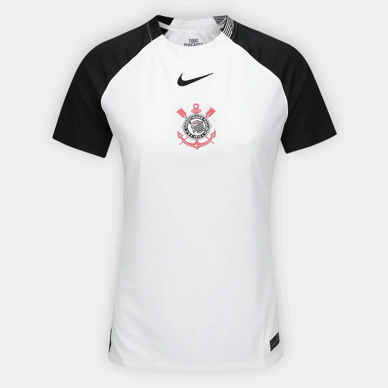 Camisa Corinthians Home 25/26 Nike Torcedor Feminina - Branco e Preto