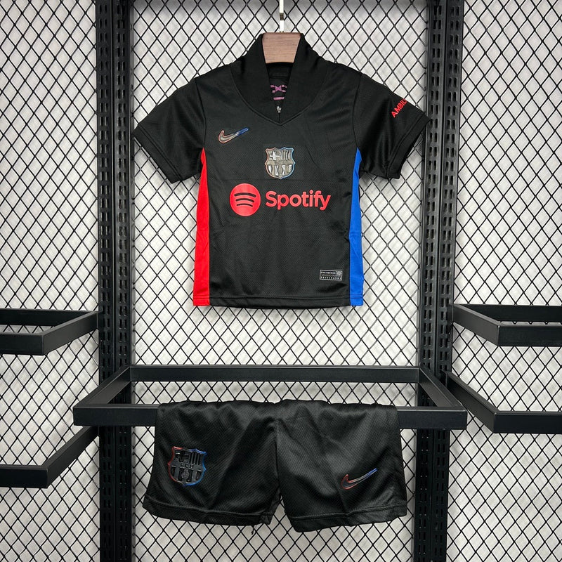 Conjunto Infantil Barcelona 24/25 Away Nike - Preto