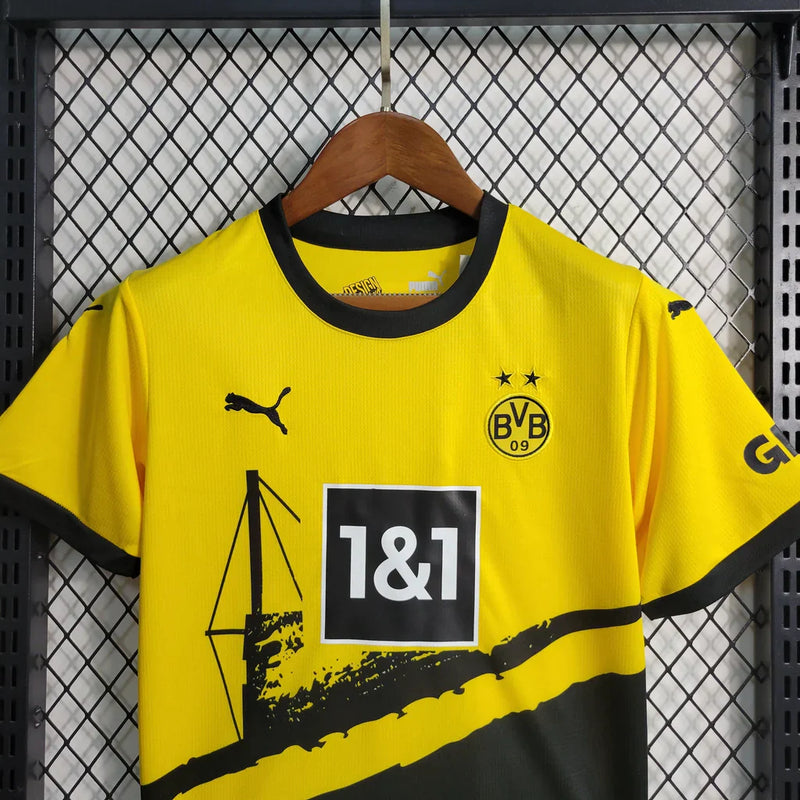 Conjunto Infantil Borussia Dortmund 24/25 Home Puma - Amarelo e Preto
