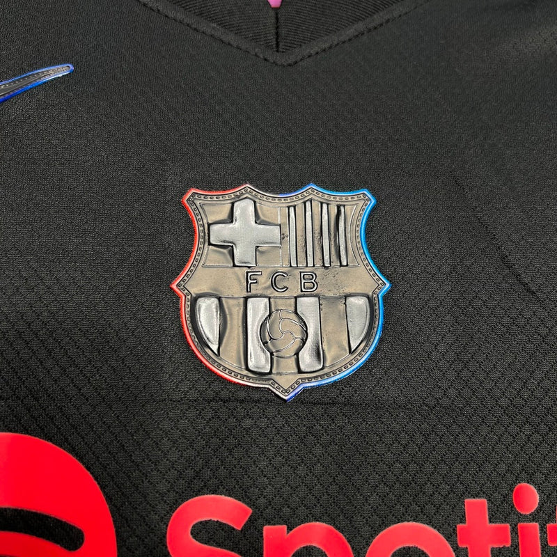 Conjunto Infantil Barcelona 24/25 Away Nike - Preto