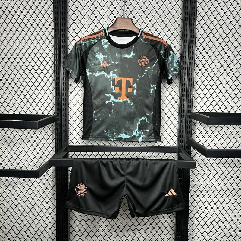 Conjunto Infantil Bayern de Munique 24/25 Away Adidas - Preto