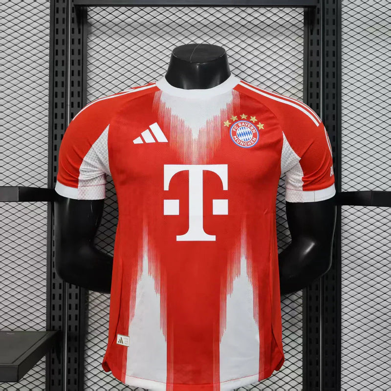 Camisa Bayern de Munich Home 25/26 Jogador Adidas Masculino com Patch - Branco e Vermelho